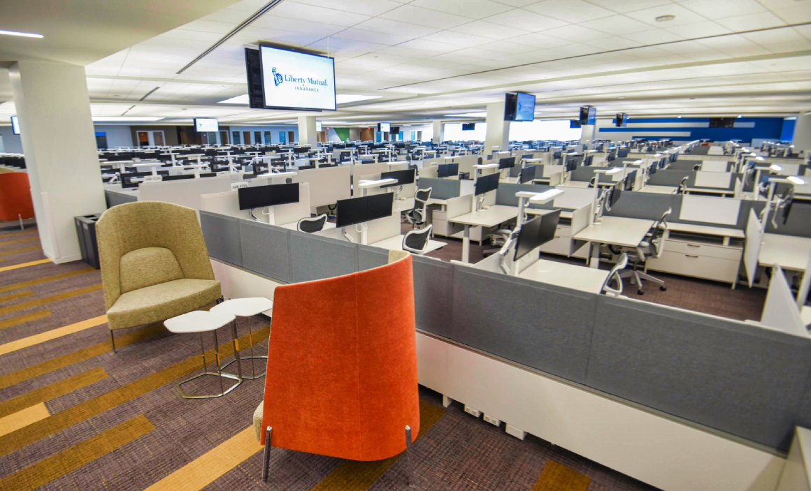 open workspaces in Liberty Mutual Plano, TX office